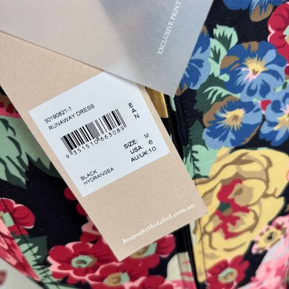 KEEPSAKE The Label Black Hydrangea Runaway Off The Shoulder Mini Dress-6-NWT - Picture 9 of 10